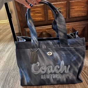 Coach canvas large blue tote bag